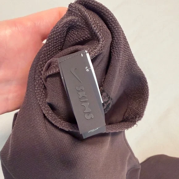 Nike SKIMS Mock Neck Long Sleeve Cropped Top - Dark Brown - Picture 3 of 4